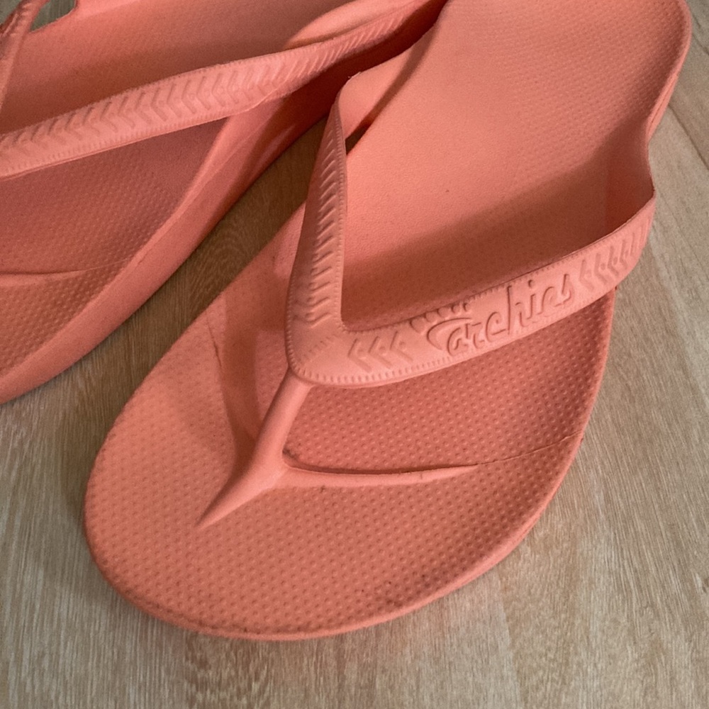 Archies Orange Peach Flip Flop Thong Sandals Arch Support 8 - Picture 5 of 8
